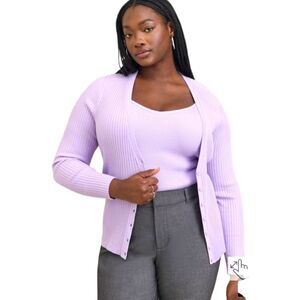 TORRID NEW LILAC Fitted LongSleeve Cardigan V- Neck Button Front Sweater 1X